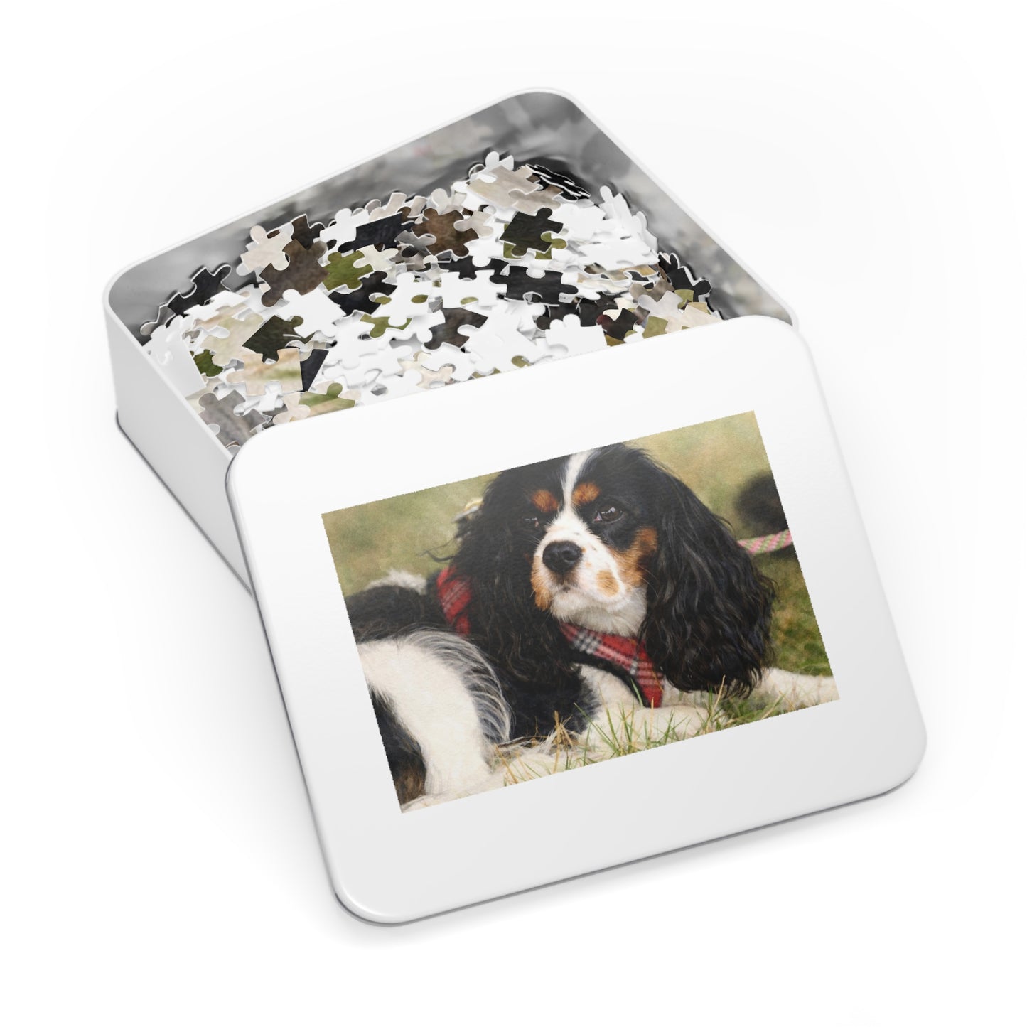 Petty Prints: Premium Custom Pet Portrait Water Color Realistic Jigsaw Puzzle with Tin