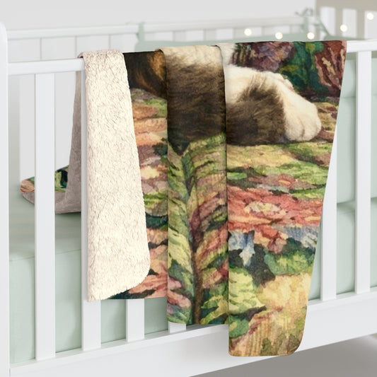 Petty Prints: Custom Pet Portrait Water Color Realistic Sherpa Blanket Plush Fleece Throw