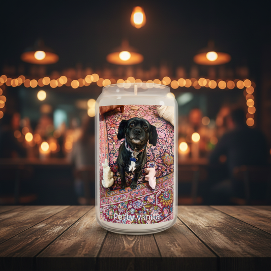 Petty Prints: Jumbo Custom Pet Portrait Soy Candle — 13.75oz Scented Jar