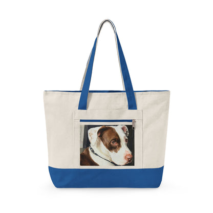 Petty Prints: Custom Pet Portrait Water Color Realistic Canvas Zippered Tote Bag
