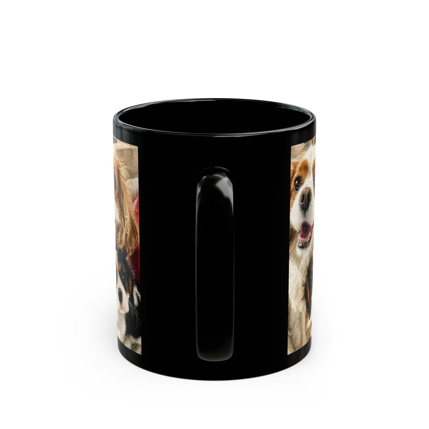 Custom Watercolor Pet Portrait Black Ceramic Mug, 11oz & 15oz