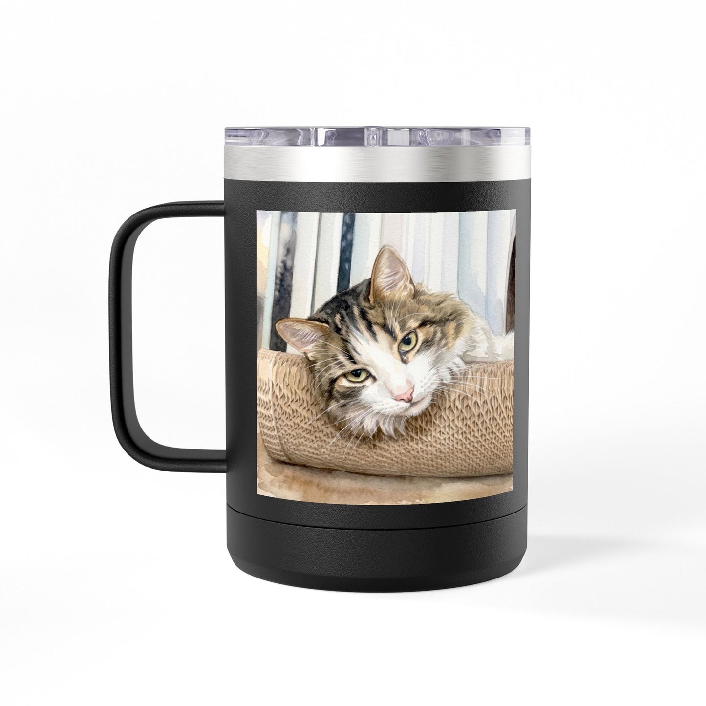 Custom Watercolor Pet Travel Mug – 15oz Insulated Tumbler
