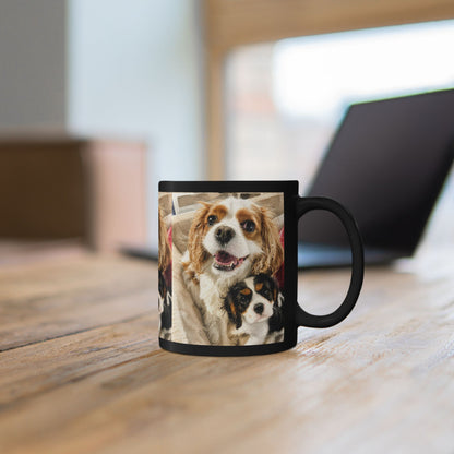 Custom Watercolor Pet Portrait Black Ceramic Mug, 11oz & 15oz