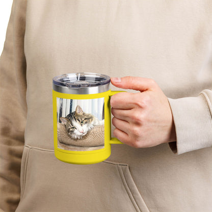 Custom Watercolor Pet Travel Mug – 15oz Insulated Tumbler