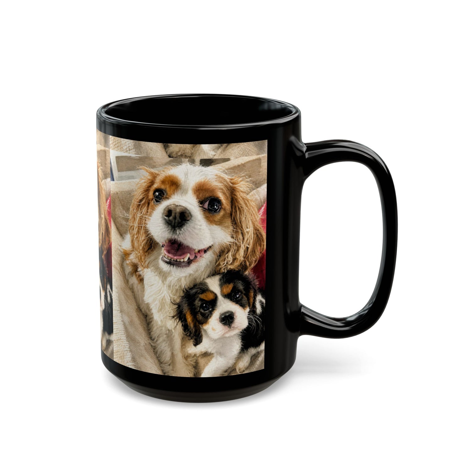 Custom Watercolor Pet Portrait Black Ceramic Mug, 11oz & 15oz