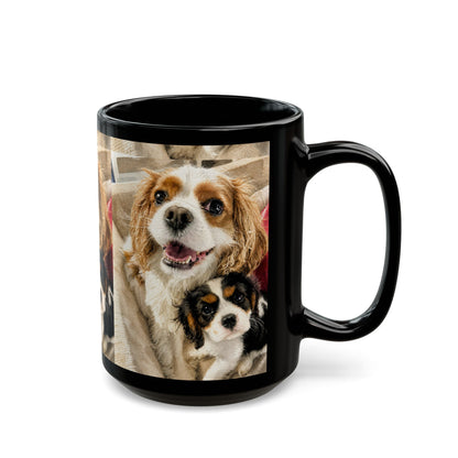Custom Watercolor Pet Portrait Black Ceramic Mug, 11oz & 15oz