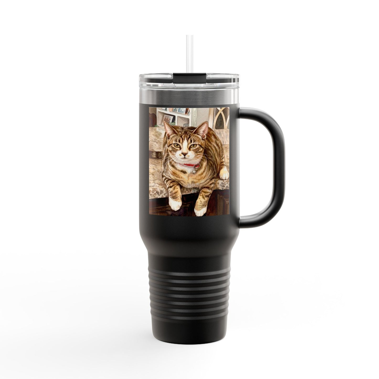 Custom Pet Portrait Watercolor 40oz Insulated Travel Tumbler