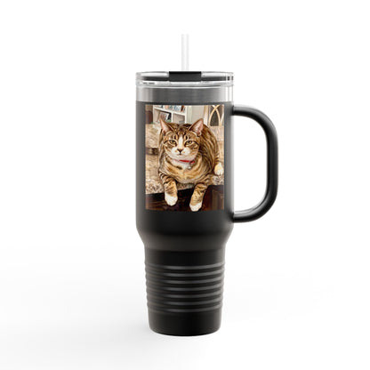Custom Pet Portrait Watercolor 40oz Insulated Travel Tumbler