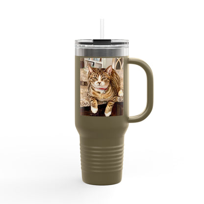 Custom Pet Portrait Watercolor 40oz Insulated Travel Tumbler