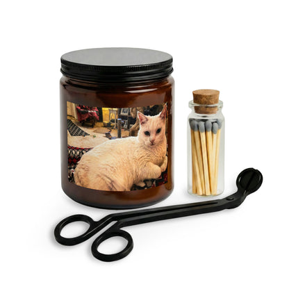 Custom Watercolor Pet Portrait Candle Set with Matches & Wick Trimmer