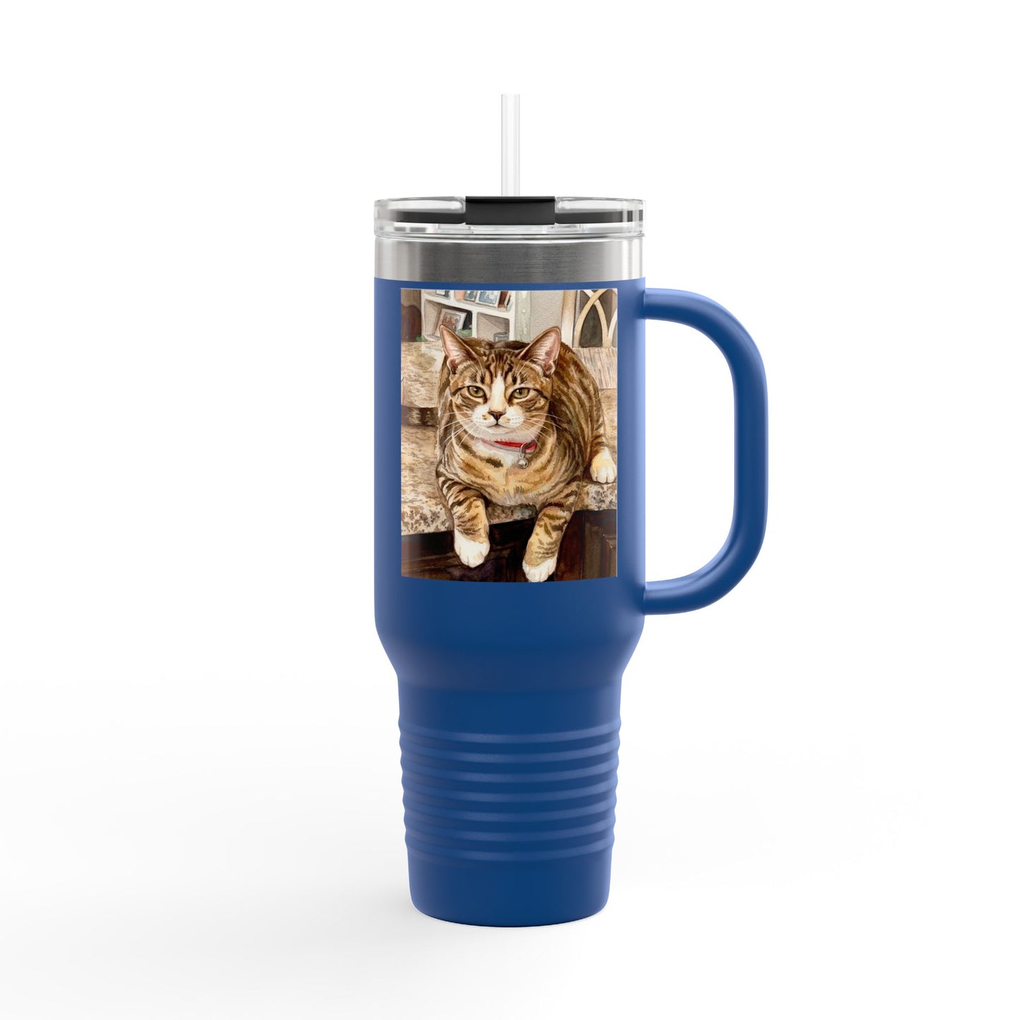 Custom Pet Portrait Watercolor 40oz Insulated Travel Tumbler