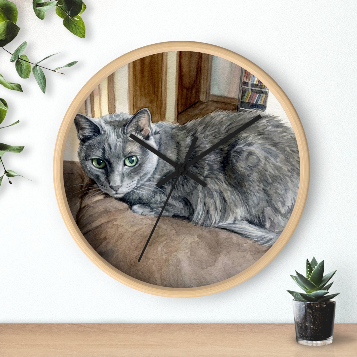 Petty Prints: Custom Water Color Realistic Pet Portrait Wall Clock