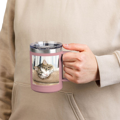 Custom Watercolor Pet Travel Mug – 15oz Insulated Tumbler