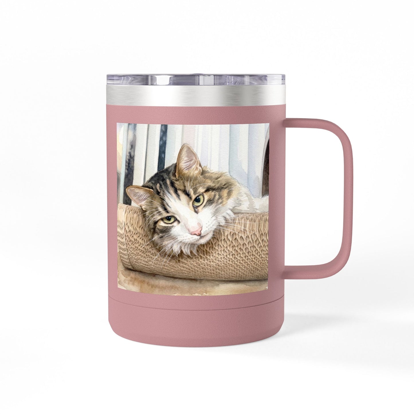 Custom Watercolor Pet Travel Mug – 15oz Insulated Tumbler
