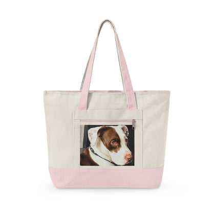 Petty Prints: Custom Pet Portrait Water Color Realistic Canvas Zippered Tote Bag