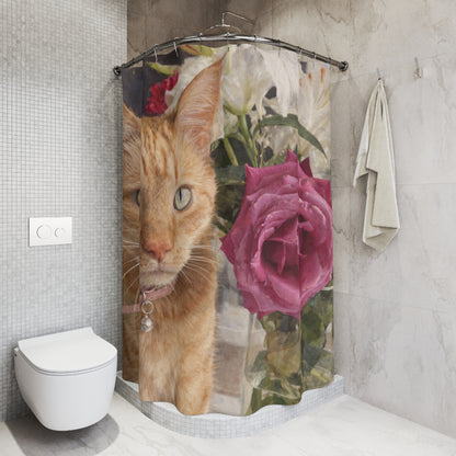 Petty Prints: Custom Water Color Realistic Pet Portrait Shower Curtain 71"x74"
