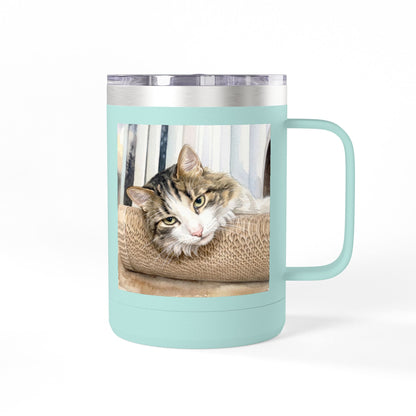 Custom Watercolor Pet Travel Mug – 15oz Insulated Tumbler