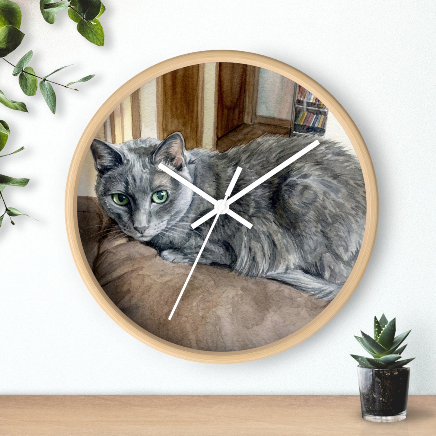 Petty Prints: Custom Water Color Realistic Pet Portrait Wall Clock