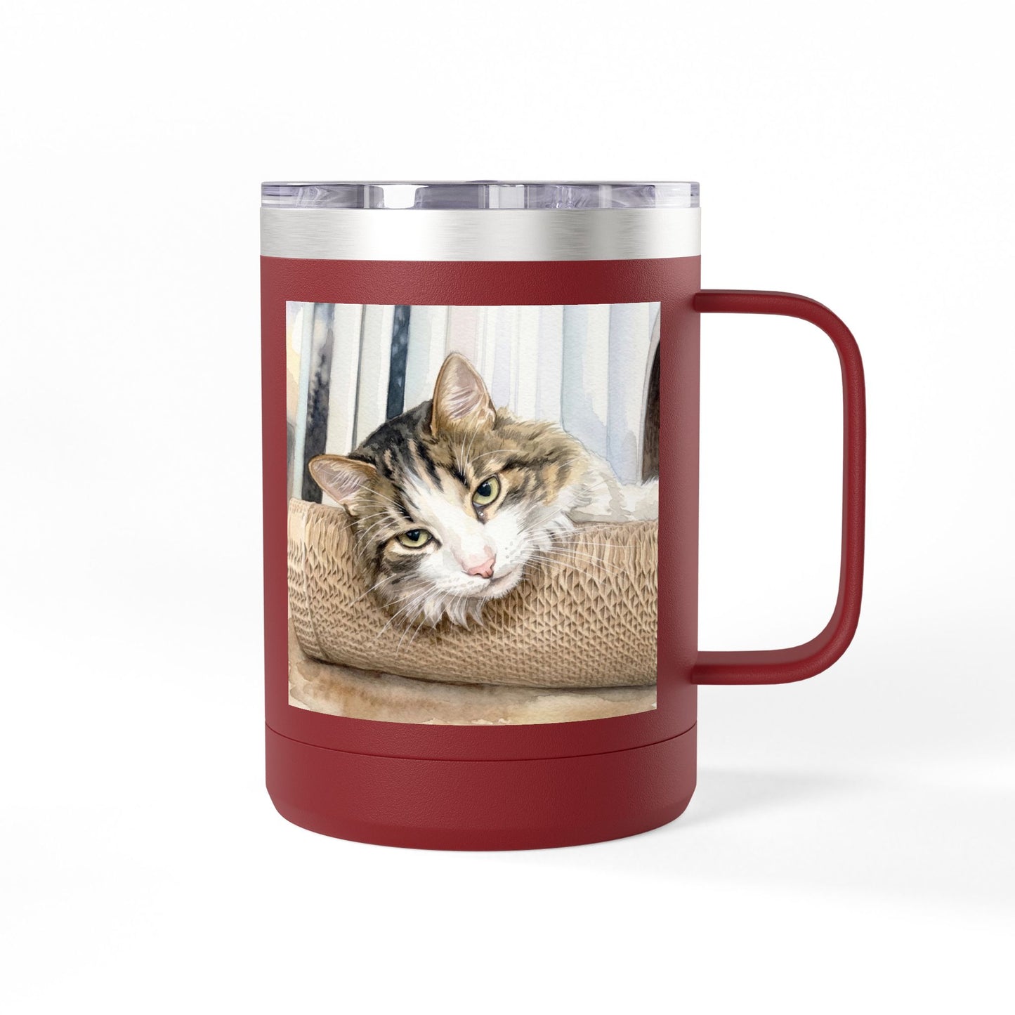 Custom Watercolor Pet Travel Mug – 15oz Insulated Tumbler