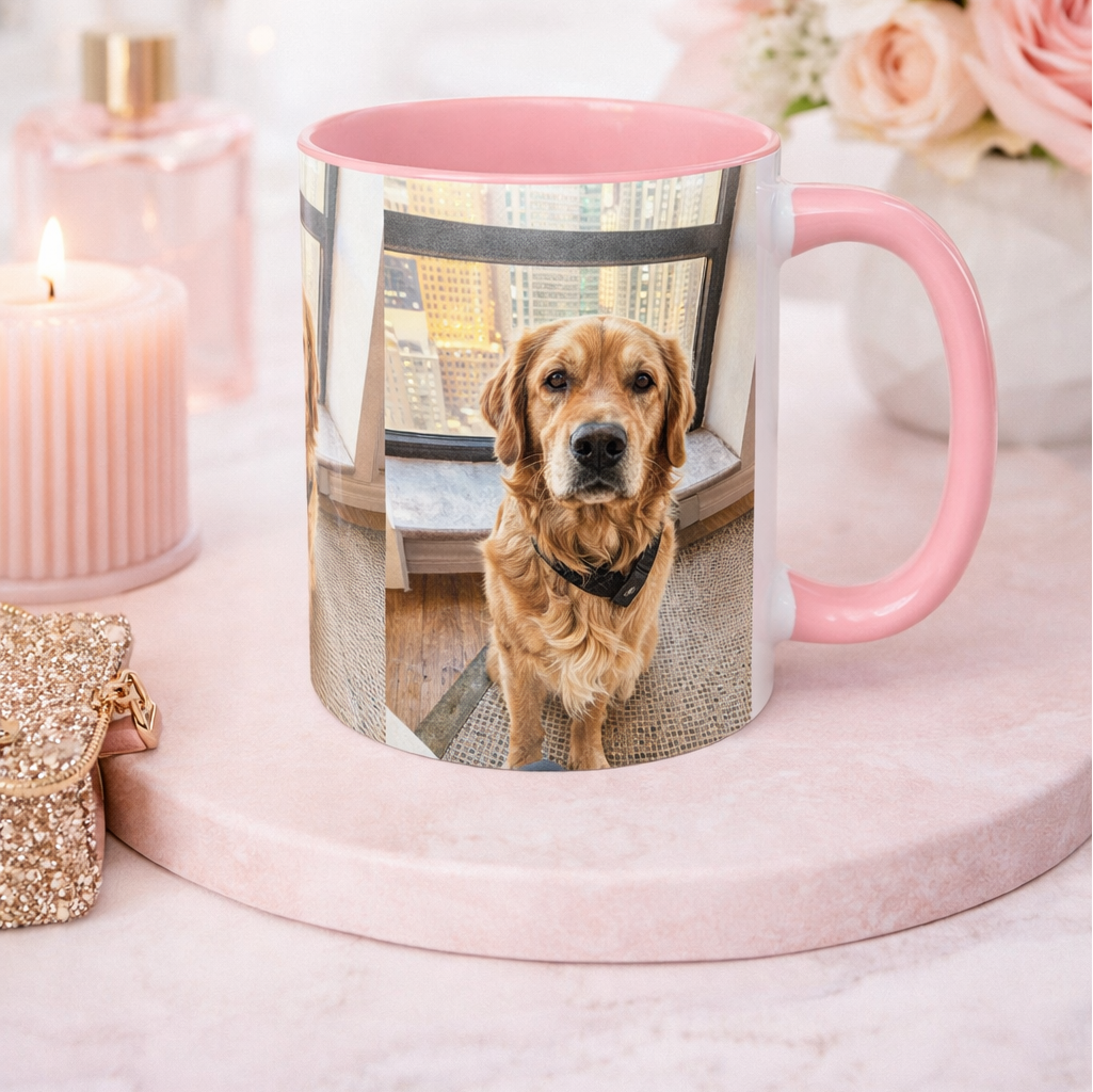 Custom Watercolor Pet Portrait Accent Coffee Mug