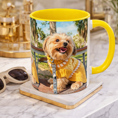 Custom Watercolor Pet Portrait Accent Coffee Mug