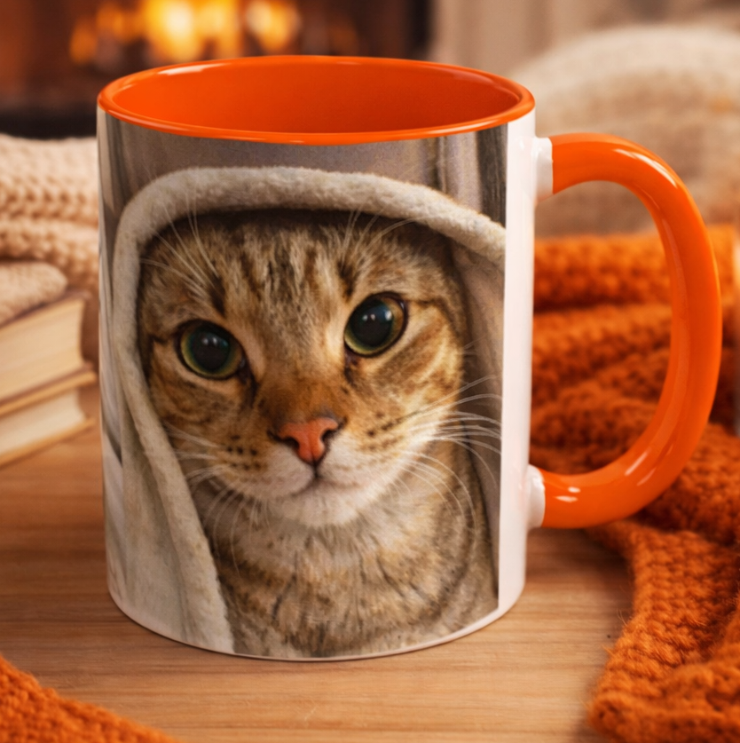 Custom Watercolor Pet Portrait Accent Coffee Mug