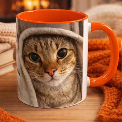Custom Watercolor Pet Portrait Accent Coffee Mug