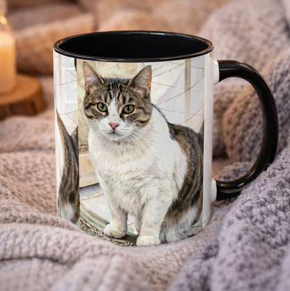 Custom Watercolor Pet Portrait Accent Coffee Mug