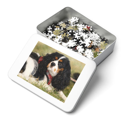 Petty Prints: Premium Custom Pet Portrait Water Color Realistic Jigsaw Puzzle with Tin