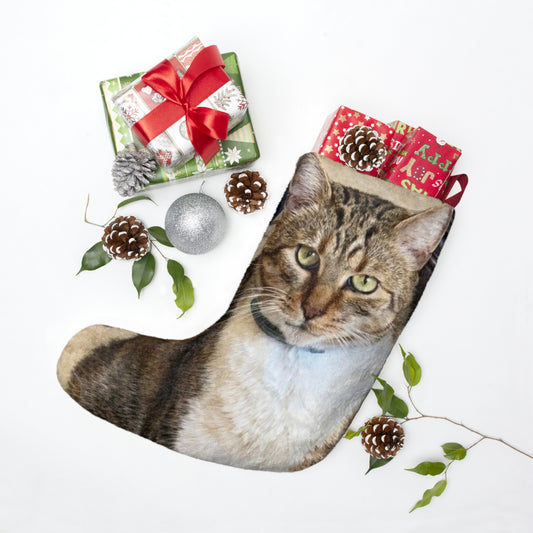 Petty Prints: Custom Pet Portrait Water Color Realistic Christmas Stocking