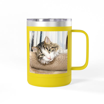 Custom Watercolor Pet Travel Mug – 15oz Insulated Tumbler