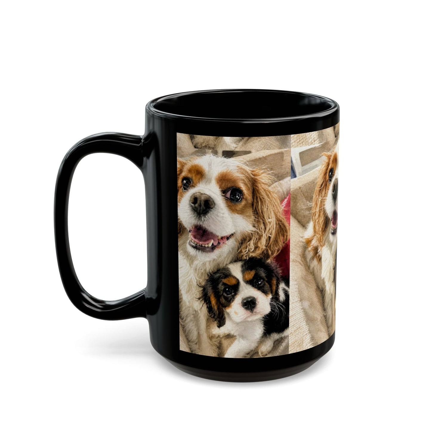 Custom Watercolor Pet Portrait Black Ceramic Mug, 11oz & 15oz