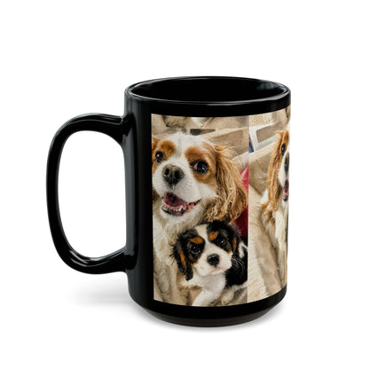 Custom Watercolor Pet Portrait Black Ceramic Mug, 11oz & 15oz