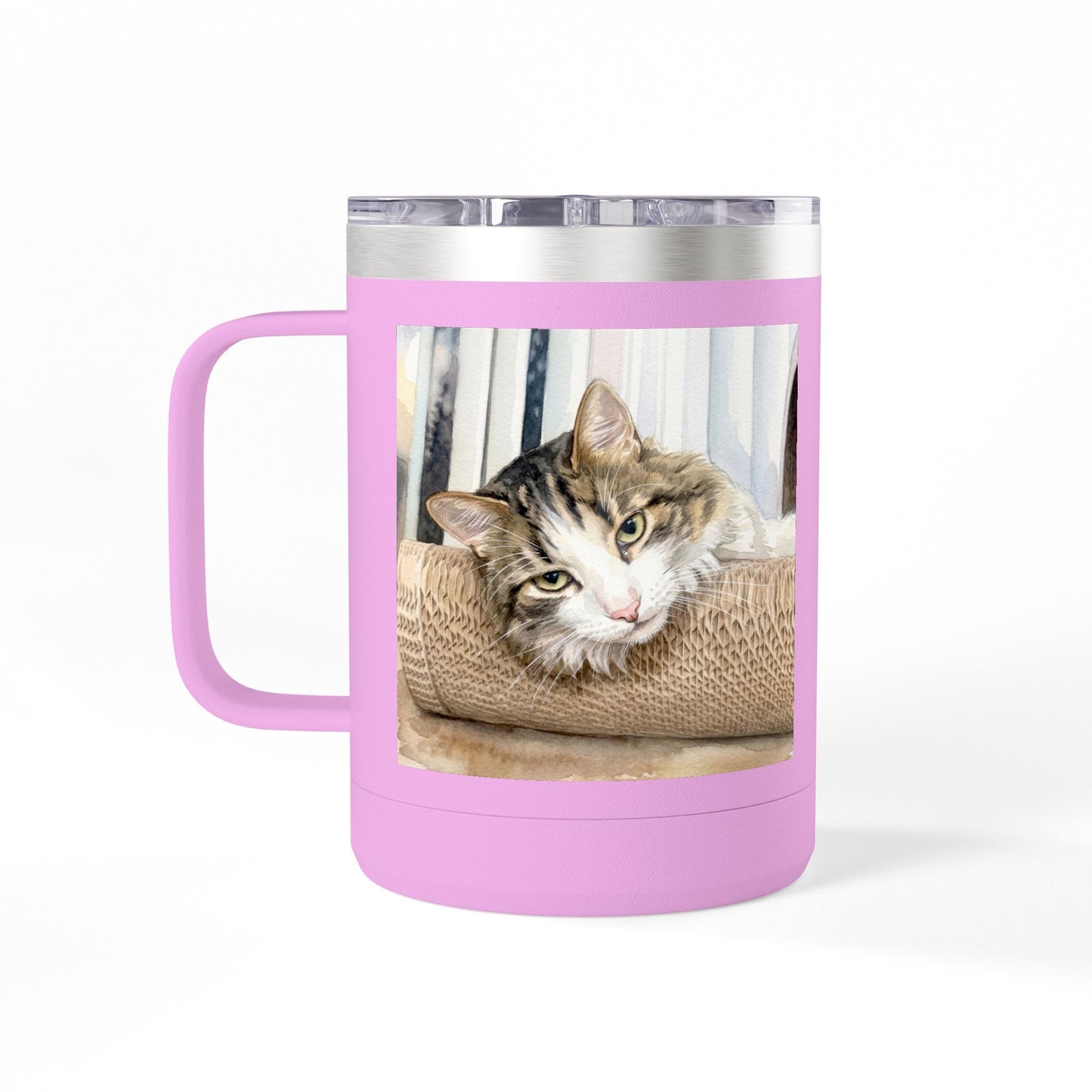 Custom Watercolor Pet Travel Mug – 15oz Insulated Tumbler