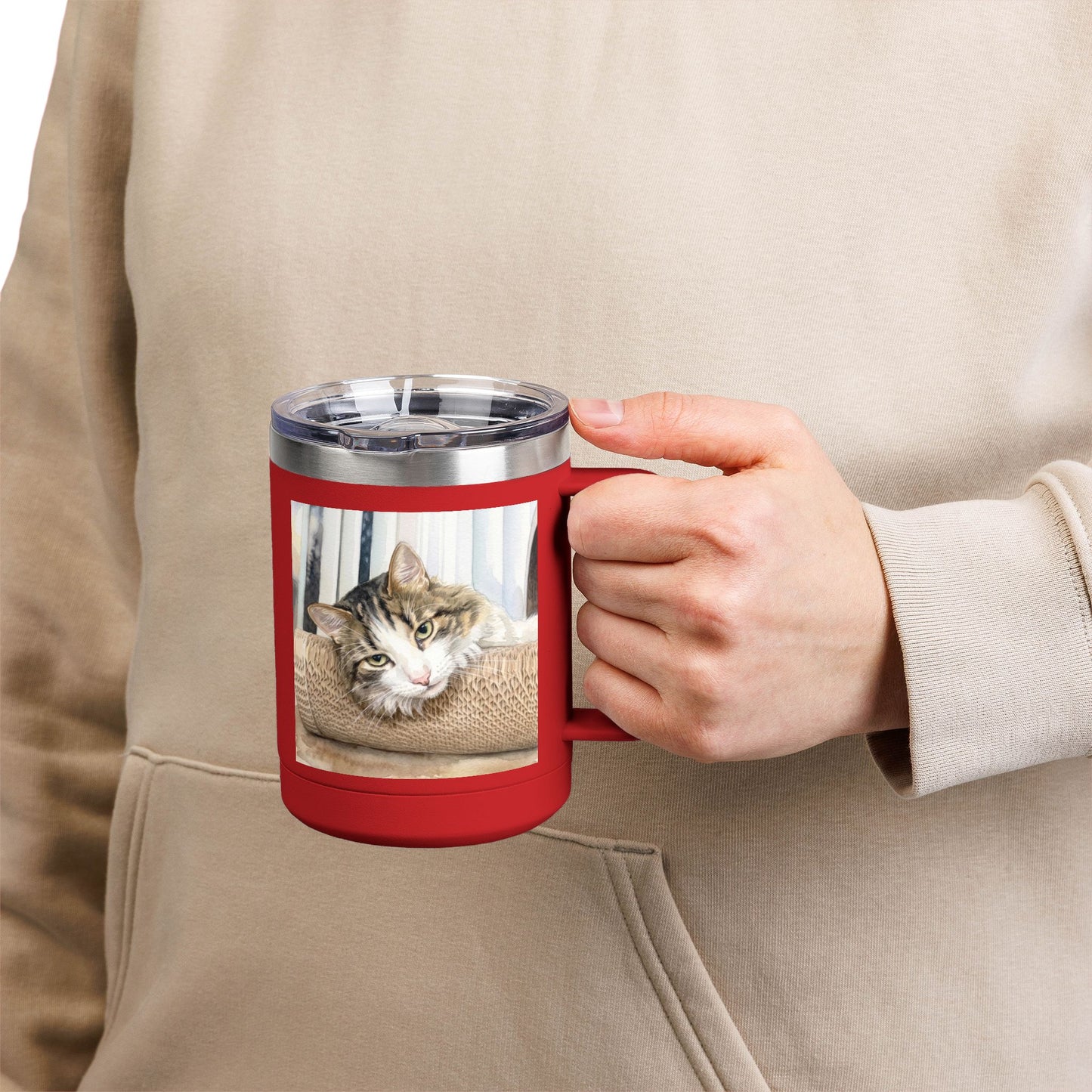 Custom Watercolor Pet Travel Mug – 15oz Insulated Tumbler
