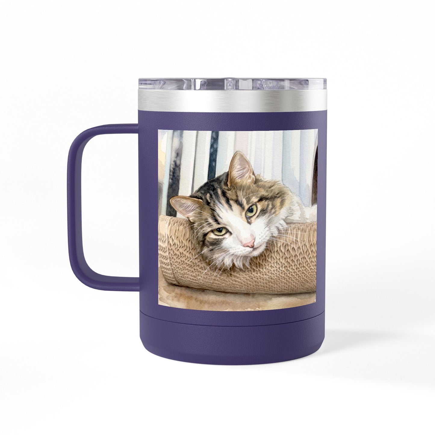 Custom Watercolor Pet Travel Mug – 15oz Insulated Tumbler