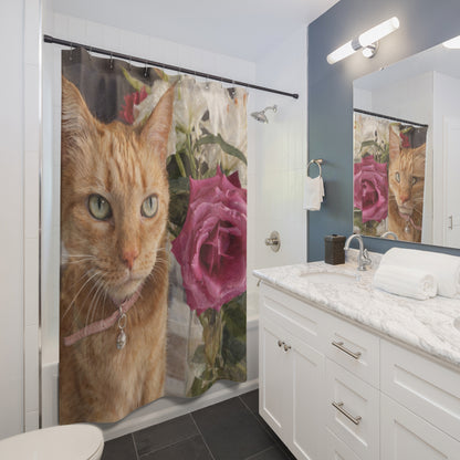 Petty Prints: Custom Water Color Realistic Pet Portrait Shower Curtain 71"x74"