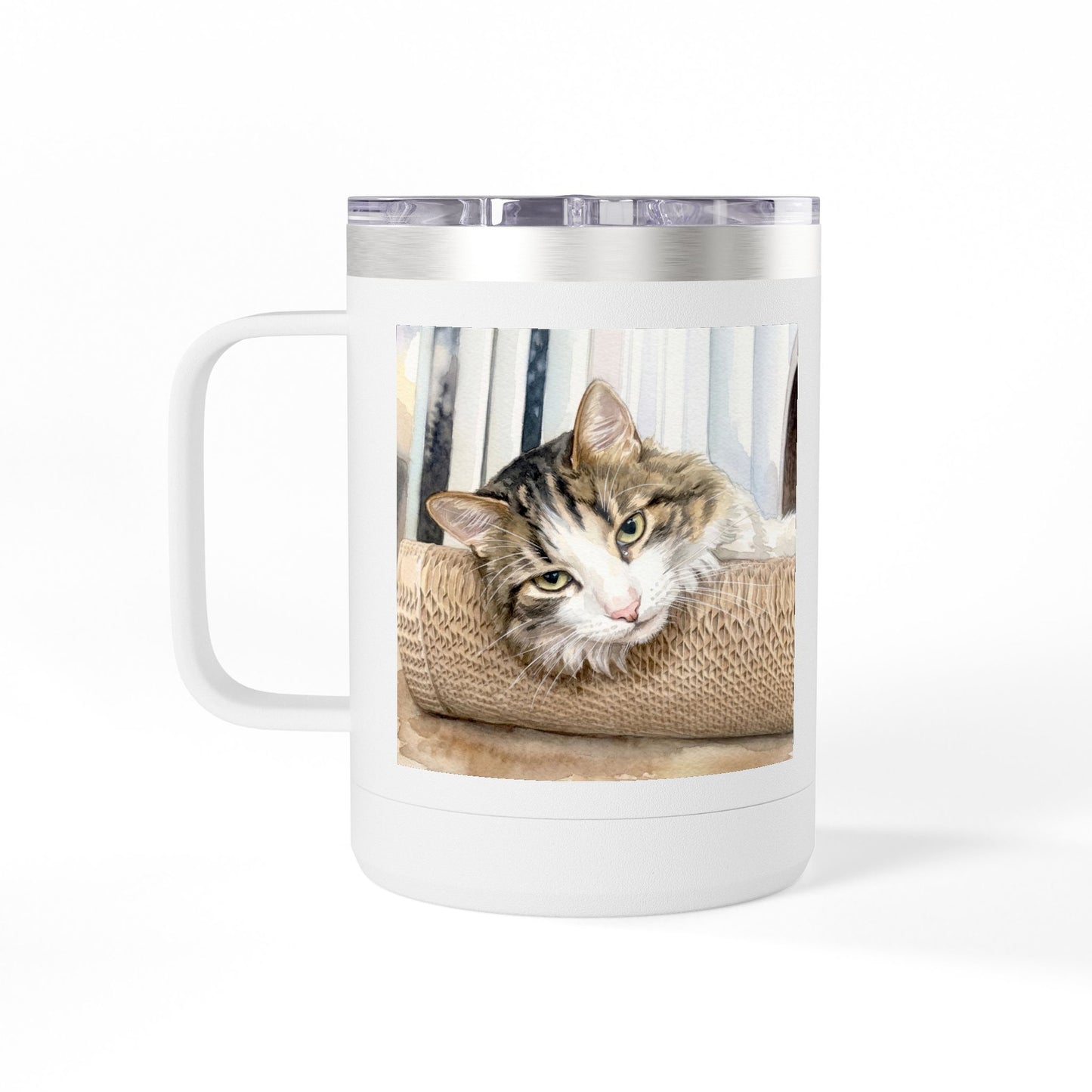 Custom Watercolor Pet Travel Mug – 15oz Insulated Tumbler