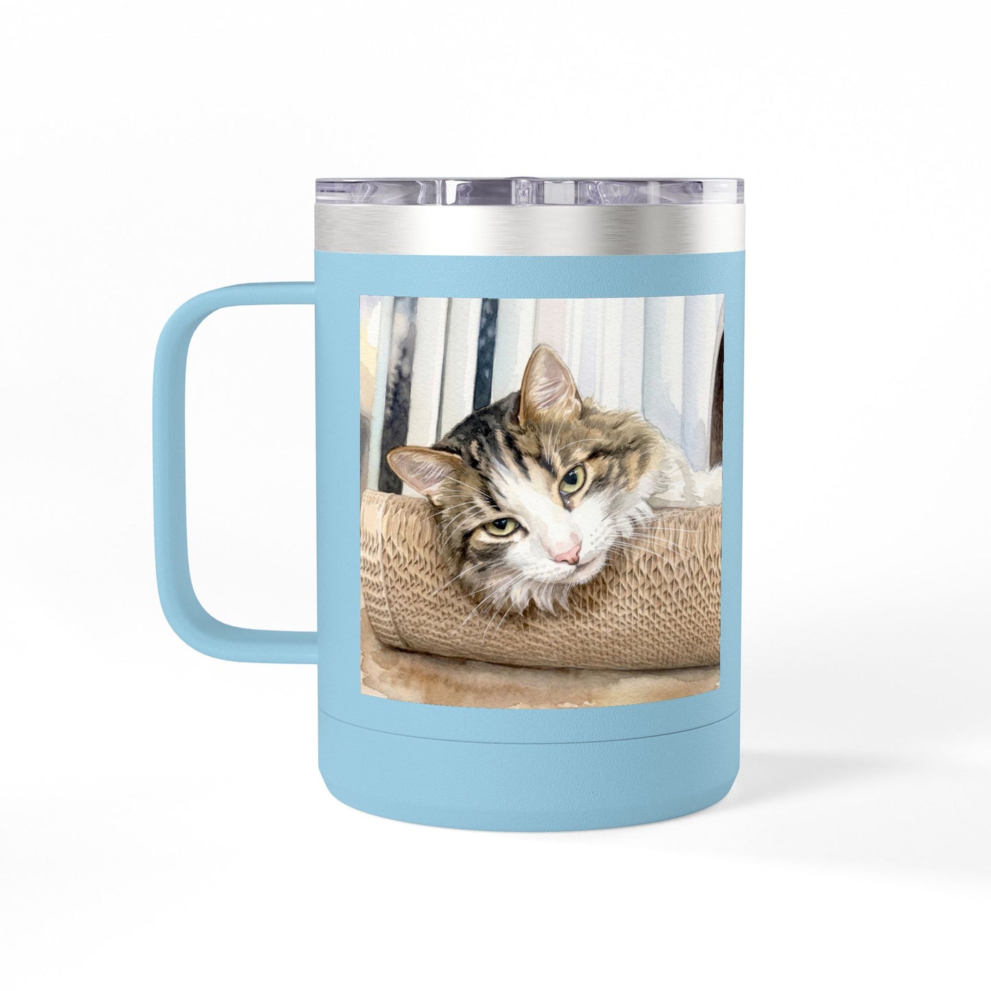 Custom Watercolor Pet Travel Mug – 15oz Insulated Tumbler