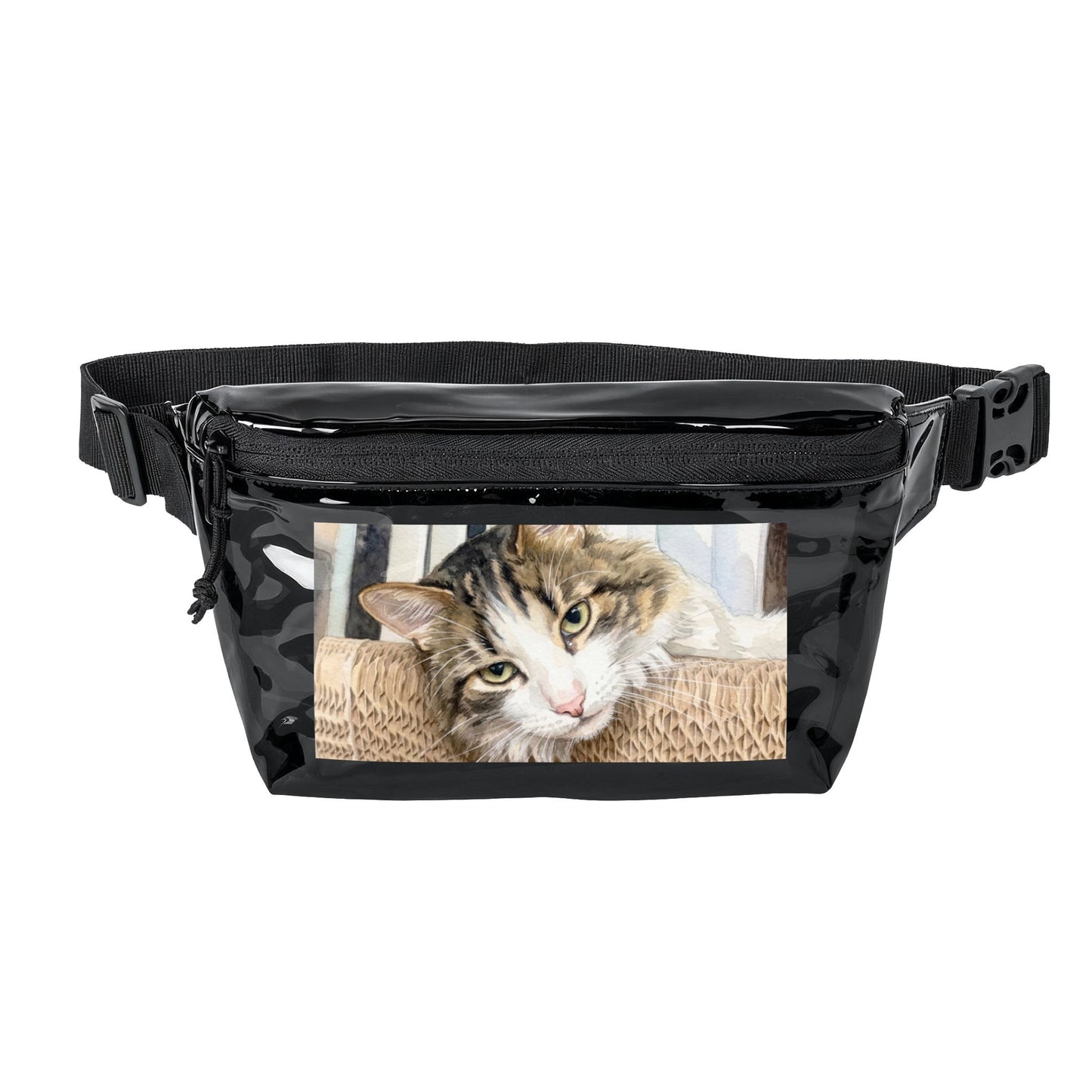 Petty Prints: Custom Water Color Realistic Pet Portrait Fanny Pack — Transparent Festival Waist Bag