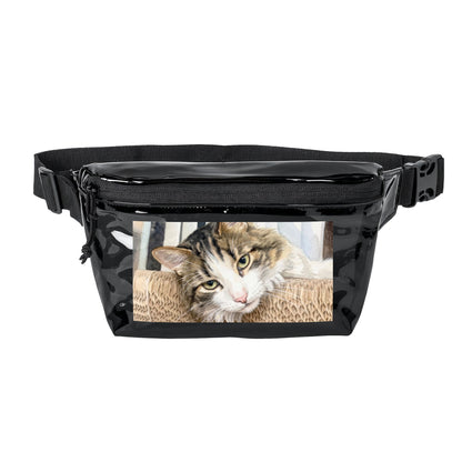 Petty Prints: Custom Water Color Realistic Pet Portrait Fanny Pack — Transparent Festival Waist Bag
