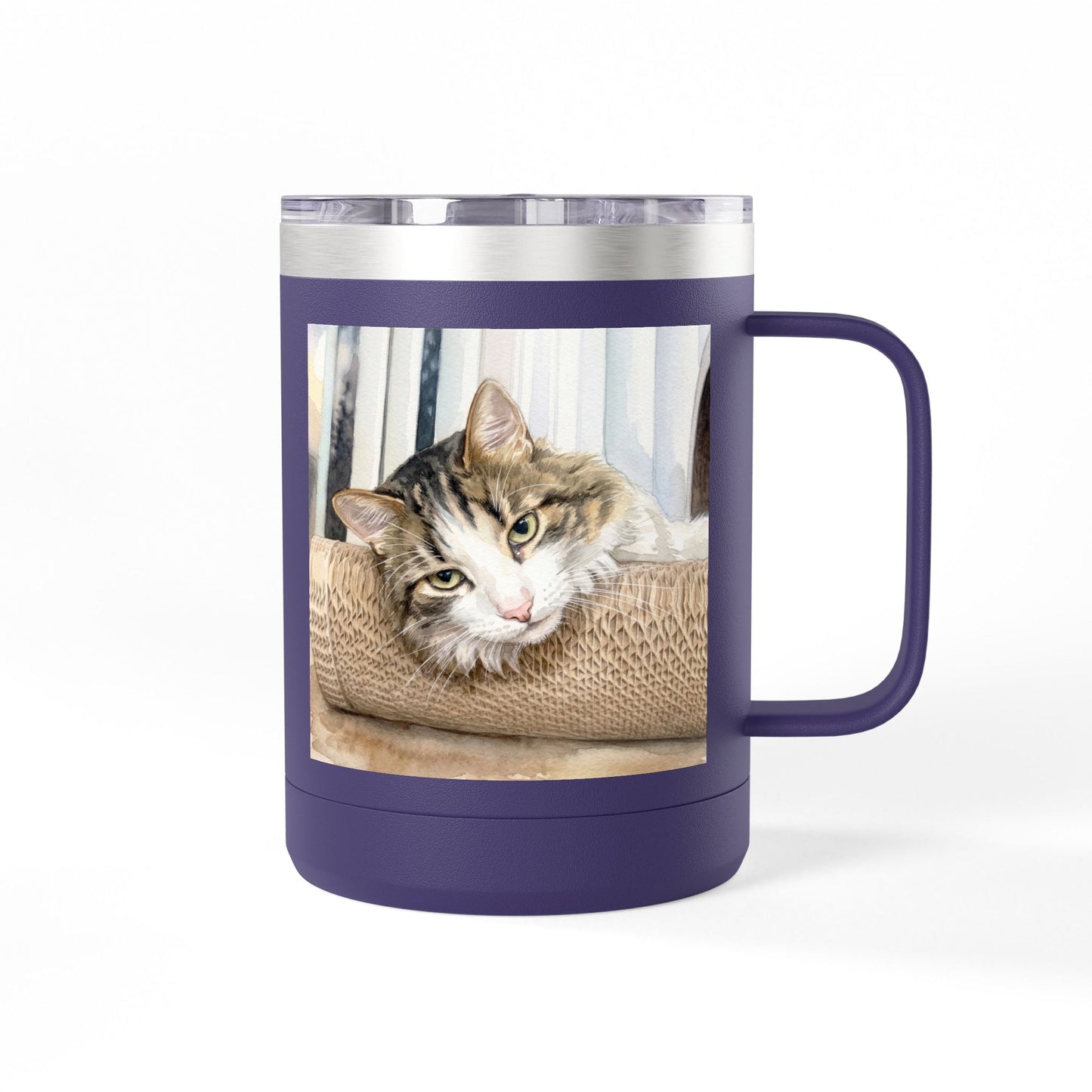 Custom Watercolor Pet Travel Mug – 15oz Insulated Tumbler