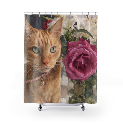 Petty Prints: Custom Water Color Realistic Pet Portrait Shower Curtain 71"x74"