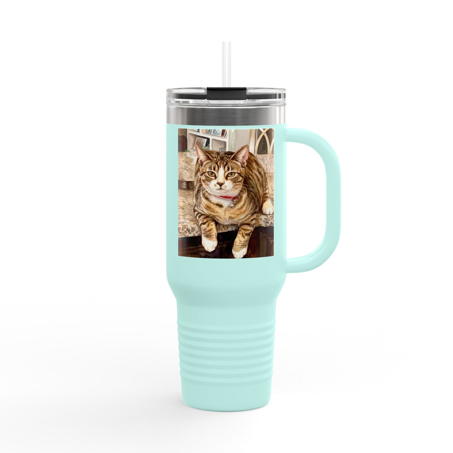 Custom Pet Portrait Watercolor 40oz Insulated Travel Tumbler