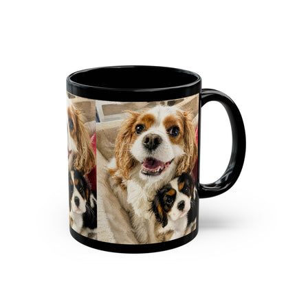 Custom Watercolor Pet Portrait Black Ceramic Mug, 11oz & 15oz