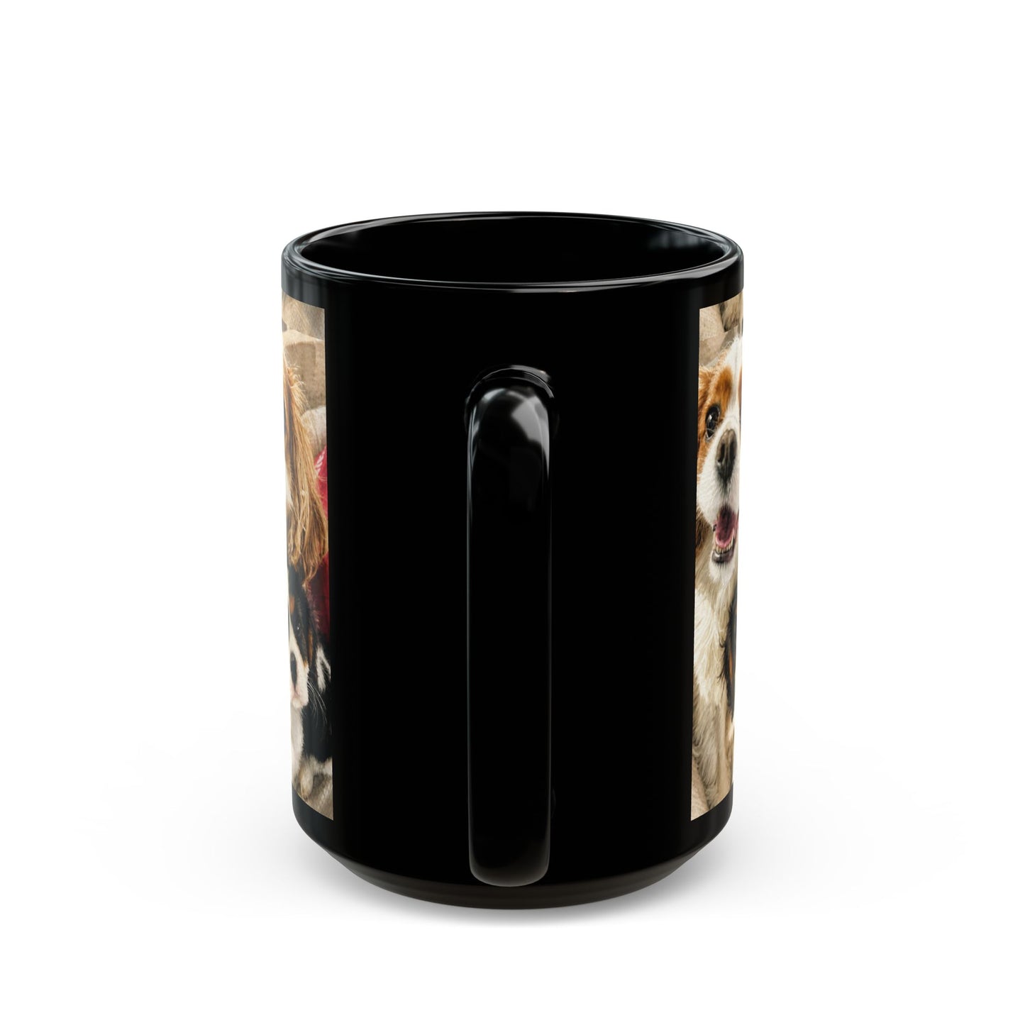 Custom Watercolor Pet Portrait Black Ceramic Mug, 11oz & 15oz