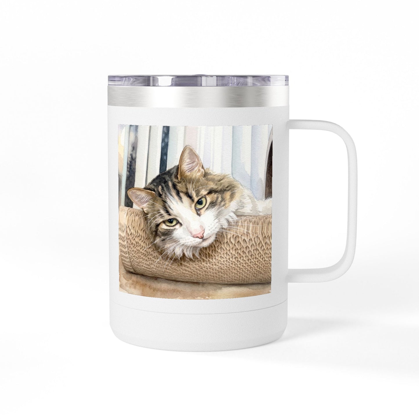 Custom Watercolor Pet Travel Mug – 15oz Insulated Tumbler