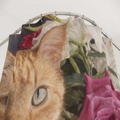 Petty Prints: Custom Water Color Realistic Pet Portrait Shower Curtain 71"x74"