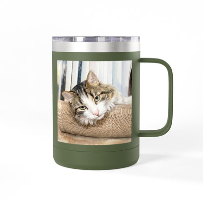 Custom Watercolor Pet Travel Mug – 15oz Insulated Tumbler