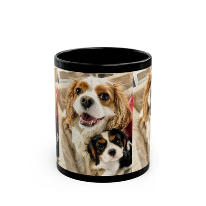 Custom Watercolor Pet Portrait Black Ceramic Mug, 11oz & 15oz